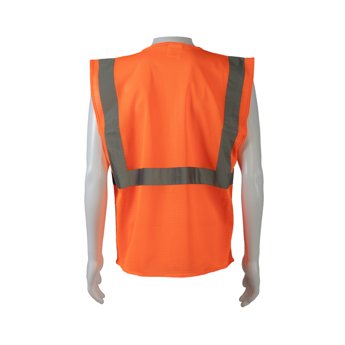 OVM24 ANSI CLASS II Orange Mesh 4-Pocket Safety Vests