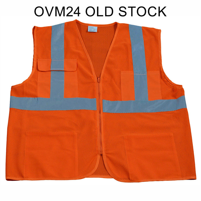 OVM24 ANSI CLASS II Orange Mesh 4-Pocket Safety Vests