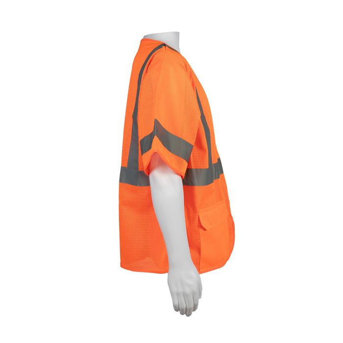 OVM3-Z ANSI/ISEA 107-2015 CLASS 3 Vest, Orange Mesh Zipper Closure