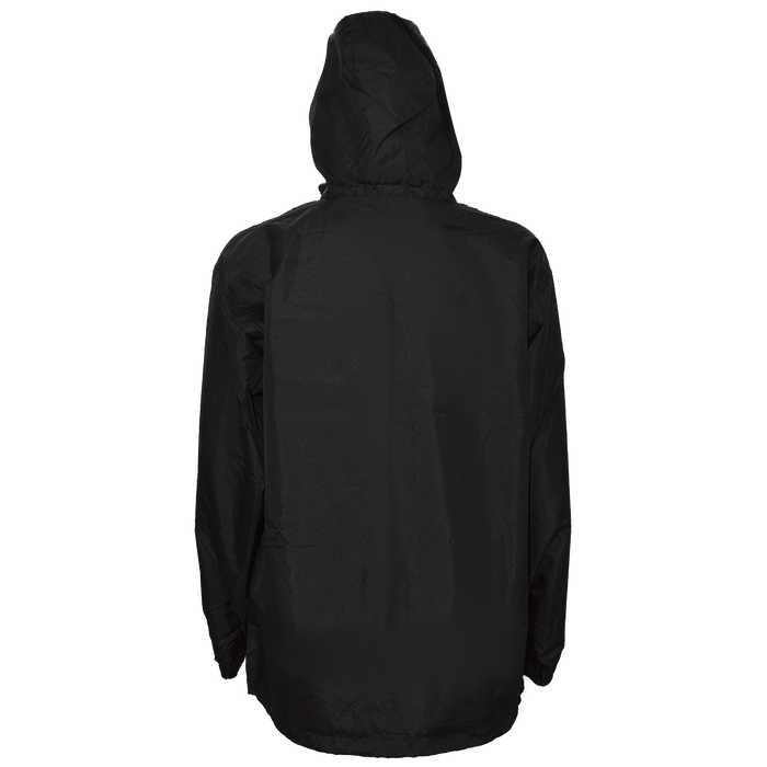 WBJ-BLK Black Water Resistant 150D Oxford Wind Breaker Jacket with Attached Hood, Zipper Closure, 2 Slash Pockets