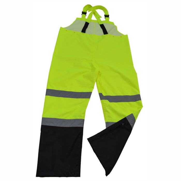LBBIP-CE ANSI/ISEA 107-2015 Class E Lime/Black Waterproof Rain Bib Pants
