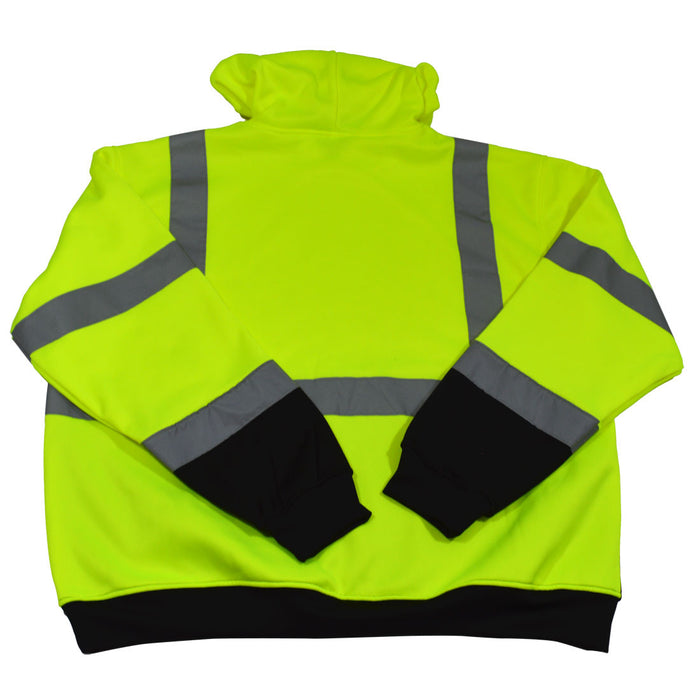 LBPUHSW-C3 ANSI 107-2015 Class 3 Two Tone LIME/Black Bottom Pullover Hooded Sweatshirt