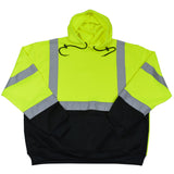 LBPUHSW-C3 ANSI 107-2015 Class 3 Two Tone LIME/Black Bottom Pullover Hooded Sweatshirt