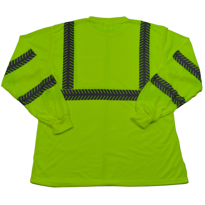 LJTSL3 ANSI Class 3 Lime Jersey Knit Pocket Long Sleeve T-Shirt