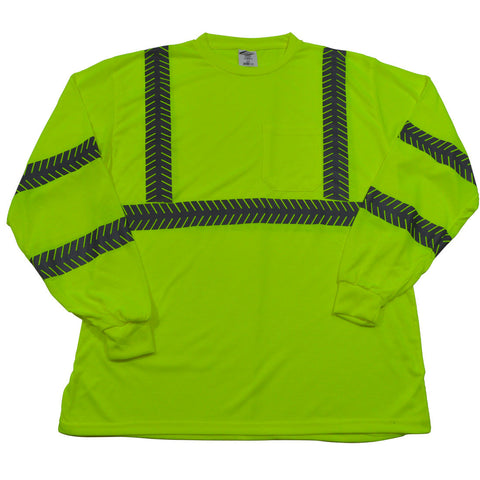 LJTSL3 ANSI Class 3 Lime Jersey Knit Pocket Long Sleeve T-Shirt