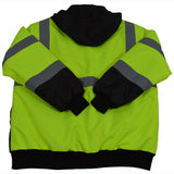 LQBBJ-C3 ANSI/ISEA LIME/BLACK Class 3 Waterproof Bomber Jacket with Sewn In Quilted Liner
