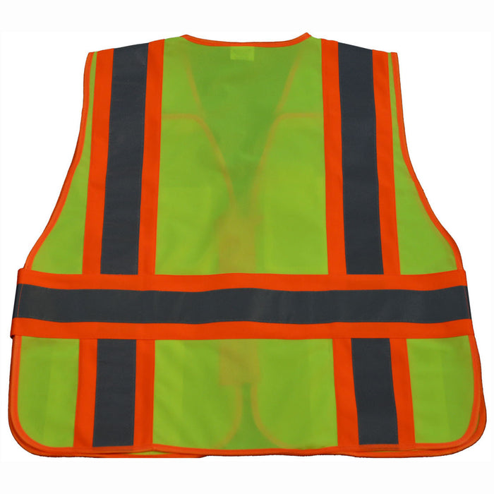 LV2-PSV Lime Solid ANSI Class 2 Two Tone Expandable 5-Point Breakaway Public Safety Vest