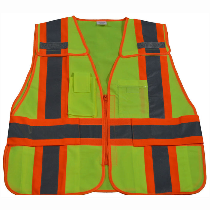 LVM2/LV2-OVM2-PSV ANSI/ISEA Lime/Orange Two Tone Expandable 5-Point Breakaway Public Safety Vest