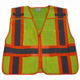 LVM2/LV2-PSVP ANSI/ISEA Two Tone Expandable 5-Point Breakaway Public Safety Vest with Clear PVC Pocket on Back