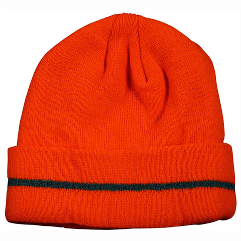 OBE-S1 Orange Safety Beanie Hat with Reflective Stripe